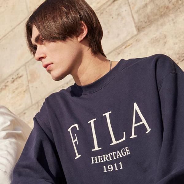 Fila Heritage Embroidered Women's Sweatshirts - Navy,NZ 329-86450